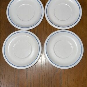 Pfaltzgraff White saucer plates with Blue Trim SET OF 4